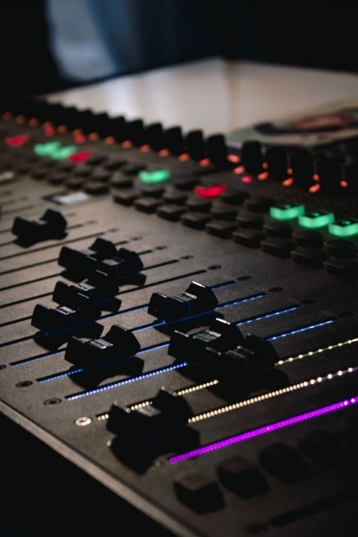 Faders on a control desk